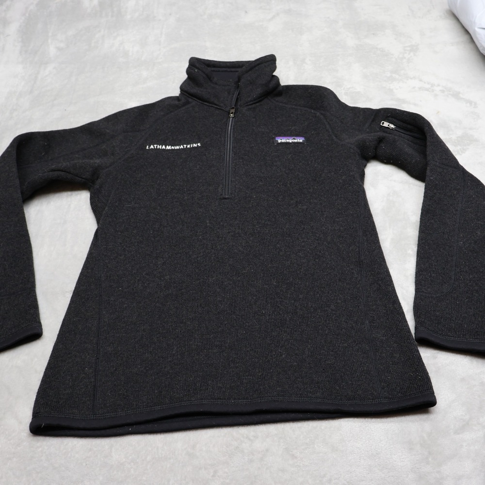 Patagonia Sweatshirt Womens XS Black Better Sweater 1/4-Zip Pullover Fleece LOGO